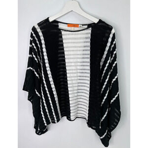 EUC Women's One A Striped Cardigan Sweater Poncho Open Front Shrug Large